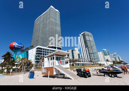 HALLANDALE BEACH, USA - MAR 11, 2017: Waterfront buildings in the city of Hallandale Beach. Florida, United States Stock Photo