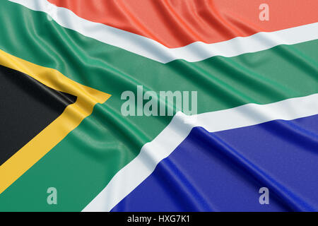 South Africa flag. Wavy fabric high detailed texture. 3d illustration rendering Stock Photo