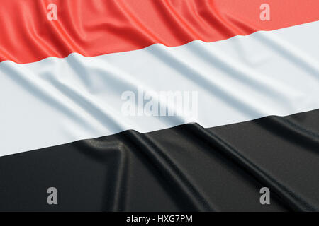 Yemen flag. Wavy fabric high detailed texture. 3d illustration rendering Stock Photo