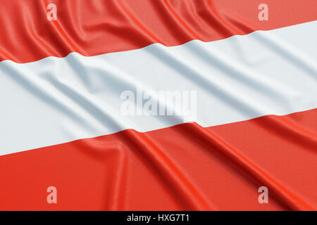 Austria flag. Wavy fabric high detailed texture. 3d illustration rendering Stock Photo