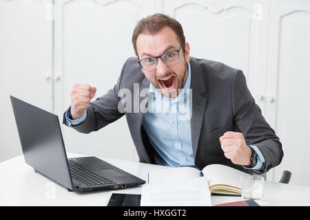 Angry businessman yelling Stock Photo