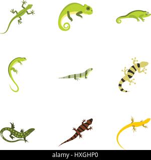 Varan icons set, flat style Stock Vector