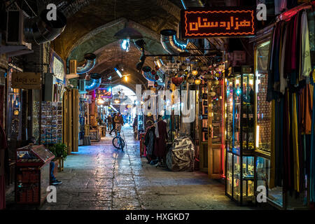 Shops on Bazaar of Isfahan next to Naqsh-e Jahan Square (Imam Square, formlerly Shah Square) in centre of Isfahan in Iran Stock Photo