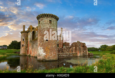 Exterior of Caerlaverock Castle, Dumfries Galloway, Scotland, Stock Photo