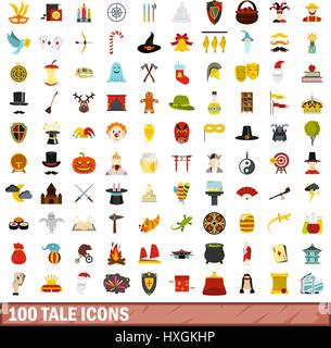 100 tale icons set, flat style Stock Vector Image & Art - Alamy