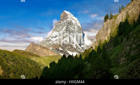 The Matterhorn or Monte Cervino mountain peak, Zermatt, Switzerland Stock Photo