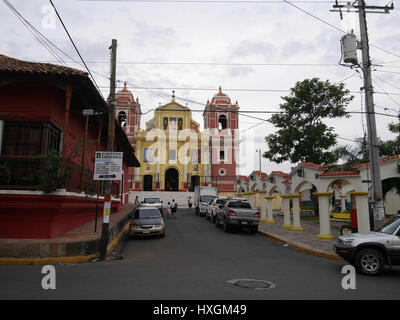 El Calvario Church In Leon, Nicaragua. Colorful culture Stock Photo