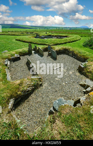 Neolithic Barnhouse Settlement archaeological site, circa 3000 BC,  Loch of Harray, Orkney Mainland, Scotland, Stock Photo