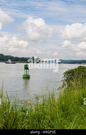 Panama Canal in a summer sunny day - Panama Canal November 22nd, 2013 Stock Photo