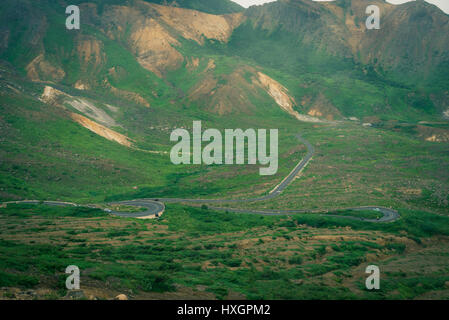 Beautiful mountain road at Mt. Azuma,Fukushima Prefecture,Japan Stock Photo