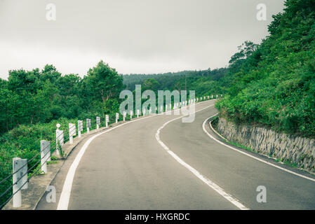 Beautiful mountain road at Mt. Azuma,Fukushima Prefecture,Japan Stock Photo