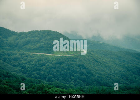 Beautiful mountain road at Mt. Azuma,Fukushima Prefecture,Japan Stock Photo