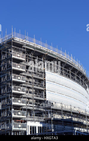 DUNDEE, SCOTLAND - 27 MARCH 2017: A new railway station wiith hotel under construction on the city's waterfront. Stock Photo