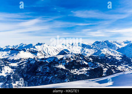 top of mountains. High mountains under snow Stock Photo