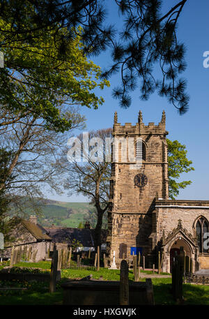 Eyam parish church of Saint Lawrence in the Derbyshire Peak District UK Stock Photo