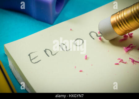 error on paper Stock Photo