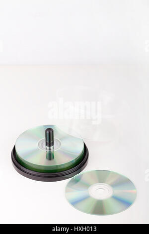 DVD discs and casing isolated on white background Stock Photo