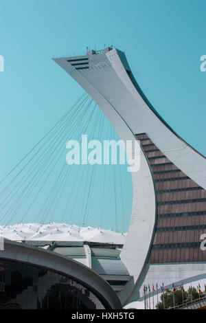 MONTREAL CANADA 08 25 12: Montreal Olympic Stadium tower, It's the tallest inclined tower in the world. Stock Photo