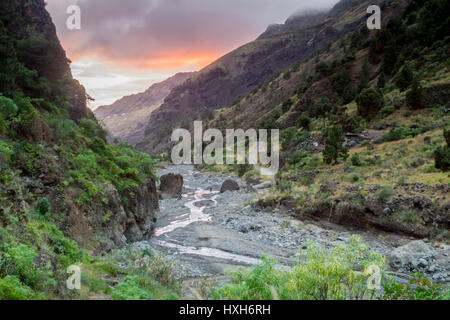 Sunset in Caldera de Taburiente National Park, La Palma, Canary Islands Stock Photo