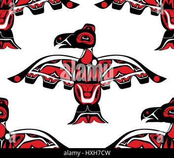 totem bird indigenous art stylization Stock Vector