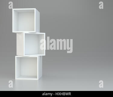 box shelves white. 3d rendering on background. Stock Photo