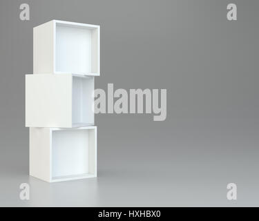 box shelves white. 3d rendering on background. Stock Photo