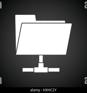 Shared folder icon. Black background with white. Vector illustration. Stock Vector