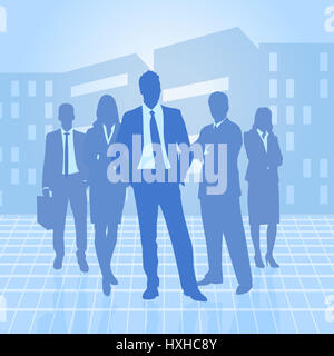 group of business men over city background Stock Photo