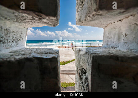 View of the ocean trough Chapel window Stock Photo
