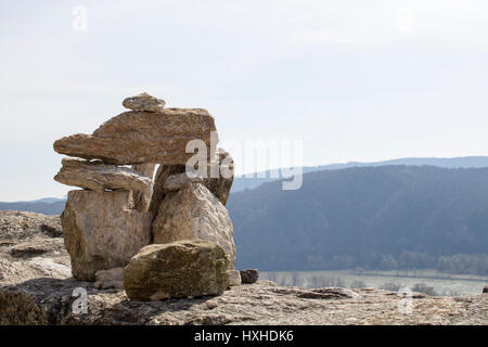Stone artwork at a castle ruin in Austria Stock Photo