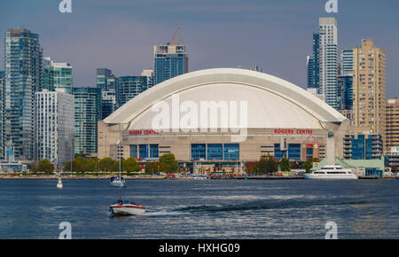 The Rogers Centre at Queens Quay on Lake Ontario, Toronto, Ontario, Canada.