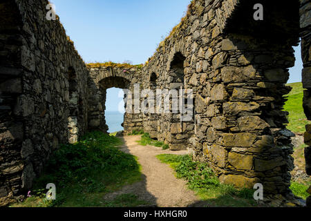 Dunskey Castle, a 12th century tower house, Portpatrick, Dumfries and Galloway, Scotland, UK Stock Photo