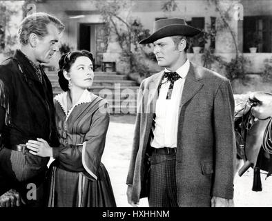 GARY COOPER, RUTH ROMAN, LEIF ERICKSON, DALLAS, 1950 Stock Photo