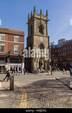 St Michael's church on the corner of Bridge Street Chester a disused church built in 1582 now converted to a heritage centre Stock Photo