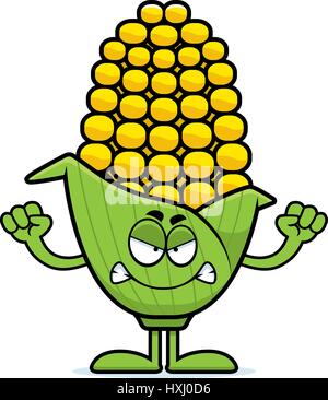 A cartoon illustration of an ear of corn looking angry. Stock Vector