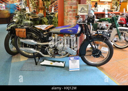 A vintage motorcycle at a museum in the UK Stock Photo