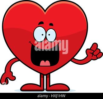 A cartoon illustration of a heart card suit with an idea. Stock Vector