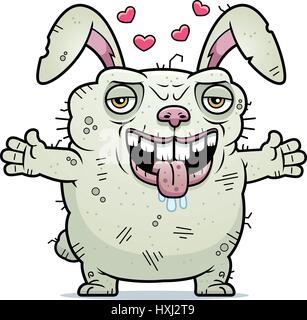 Ugly Rabbit Animation A cartoon illustration of an ugly bunny ready to give a hug Stock ...