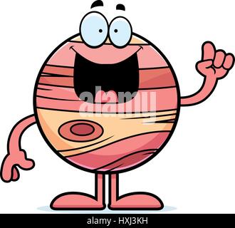 A cartoon illustration of the planet Jupiter with an idea. Stock Vector