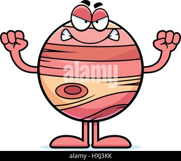 A cartoon illustration of the planet Jupiter looking angry. Stock Vector