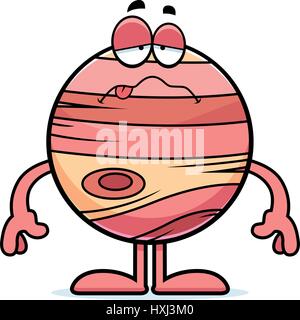 A cartoon illustration of the planet Jupiter looking sick. Stock Vector