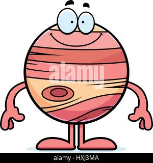 A cartoon illustration of the planet Jupiter looking happy. Stock Vector