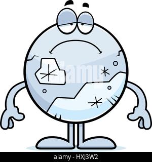 A cartoon illustration of Pluto looking sad. Stock Vector