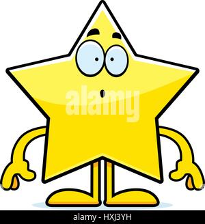 A cartoon illustration of a star looking surprised. Stock Vector