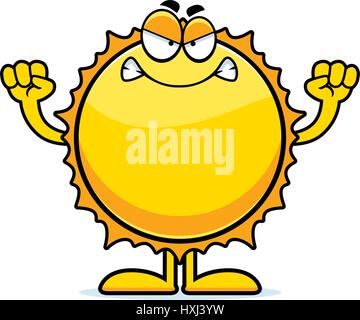 A cartoon illustration of the Sun looking angry. Stock Vector