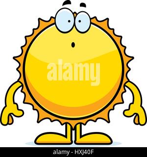 A cartoon illustration of the Sun looking surprised. Stock Vector