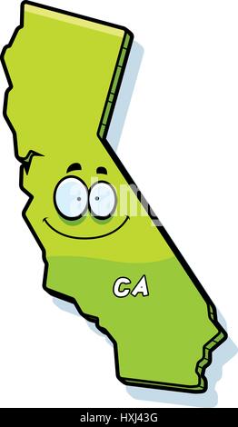 A cartoon illustration of the state of California smiling Stock Vector