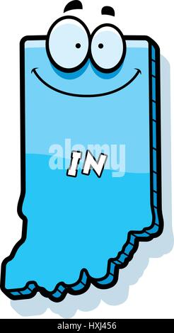 A cartoon illustration of the state of Indiana smiling. Stock Vector