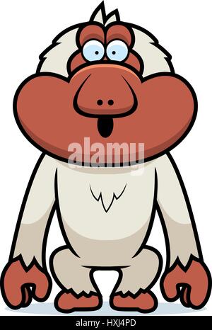 A cartoon illustration of a Japanese macaque looking surprised. Stock Vector