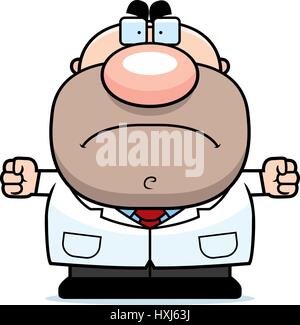 A cartoon illustration of a scientist looking angry. Stock Vector